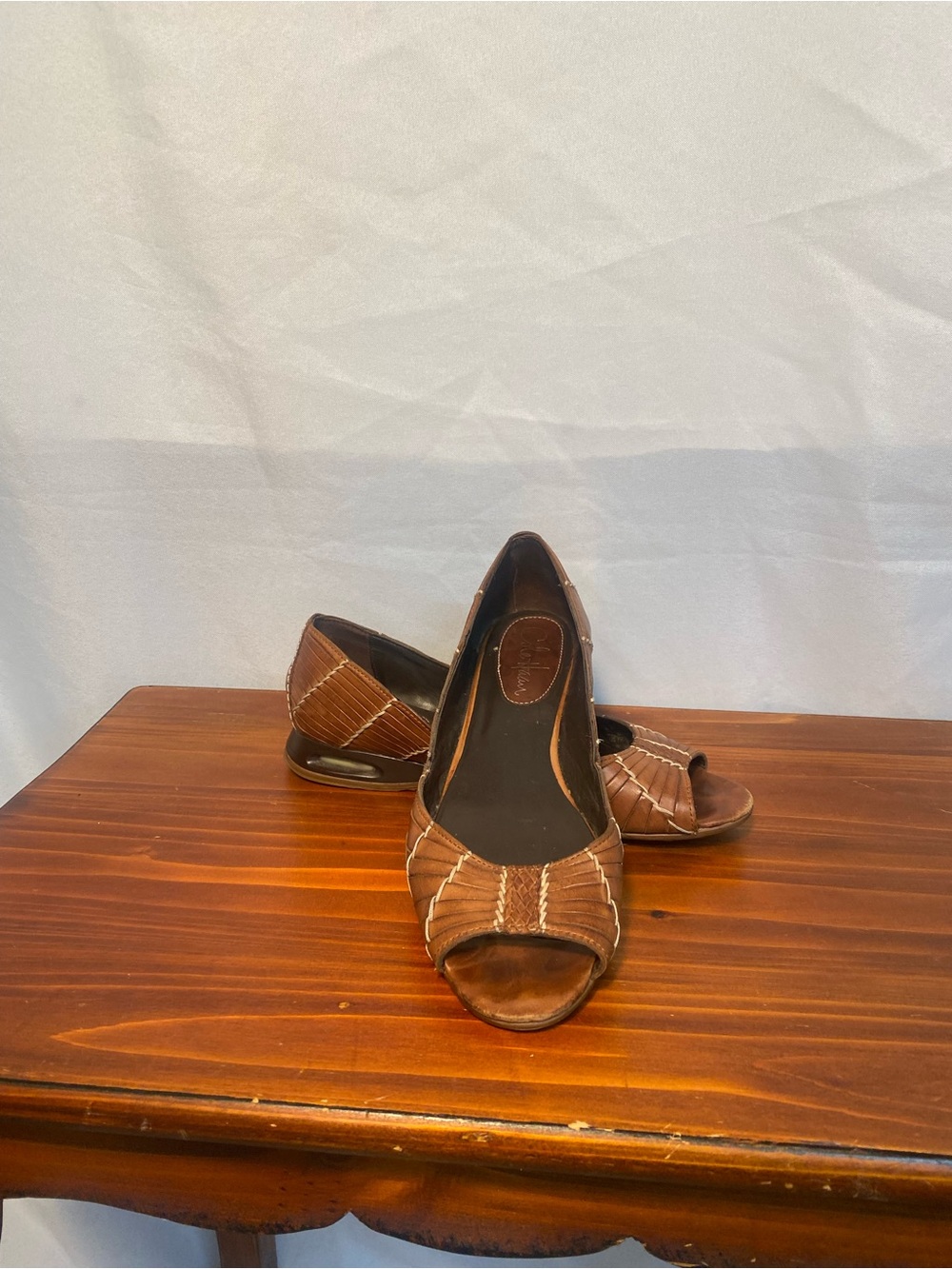 Cole Haan Nike Air Brown Leather Open-Toe Flats